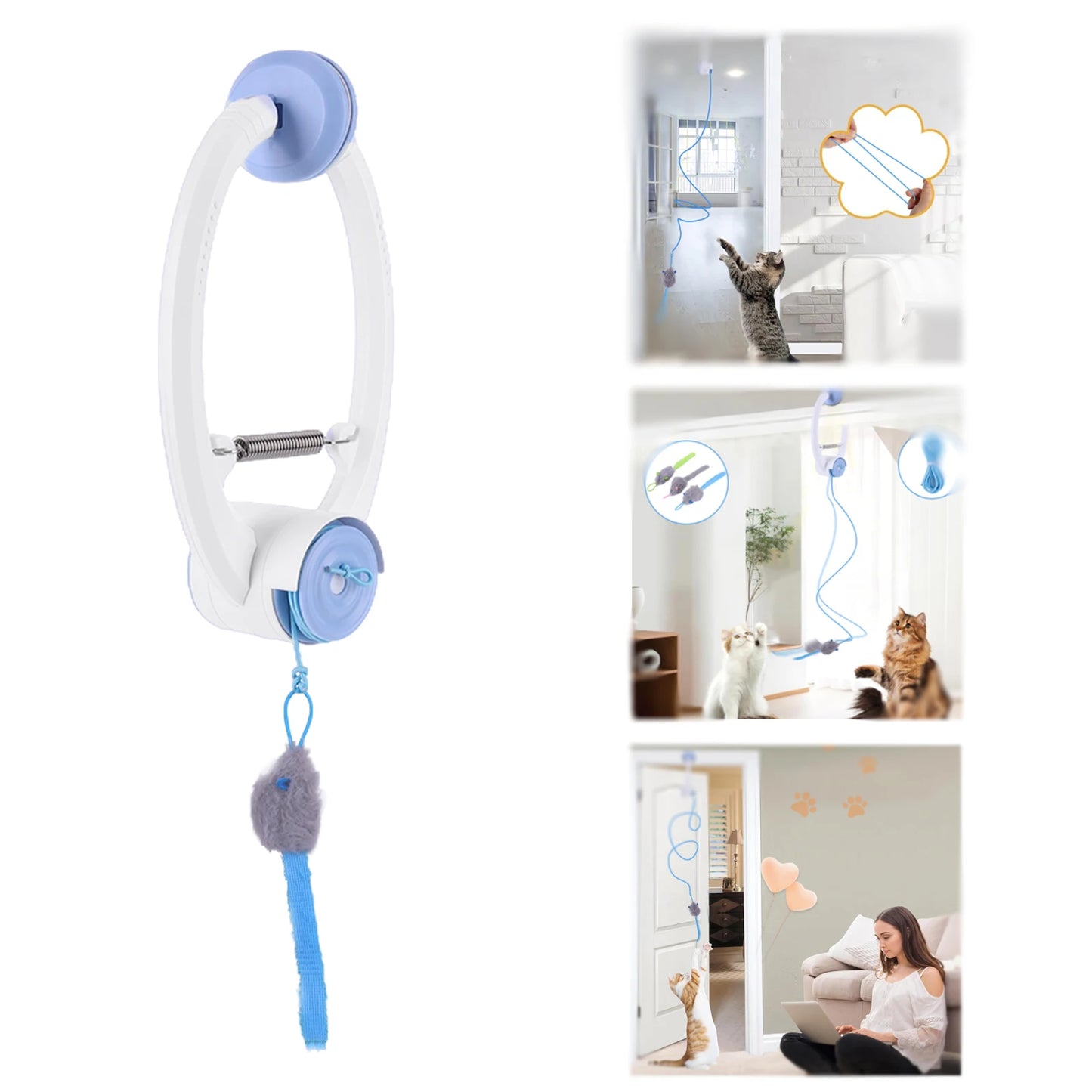 Shunmaii Automatic Door Hanging Cat Toy With 3 Catnip Mice