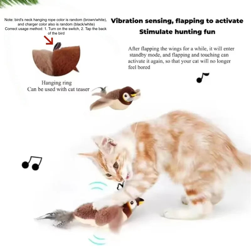 Interactive Chirping Bird Toy for Cats and Dogs Rechargeable Plush