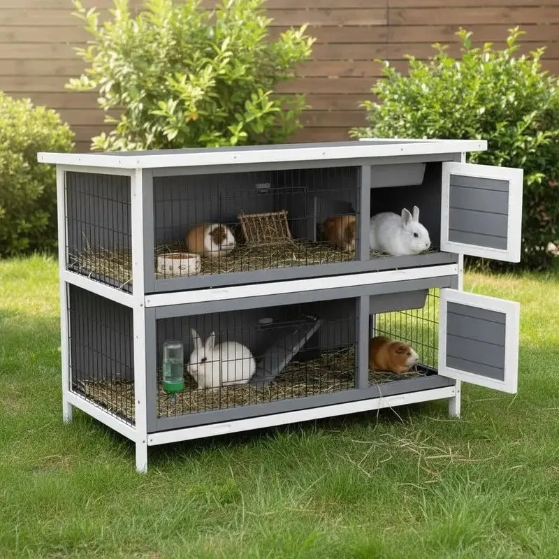Wooden Small Animal Hutch For Guinea Pigs And Dwarf Rabbits Double Deck