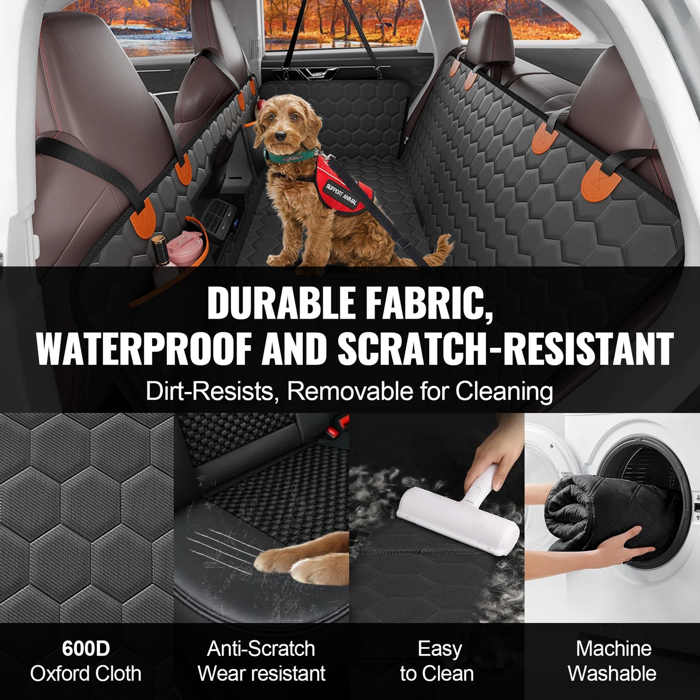 SucceBuy Back Seat Extender Hammock For Dogs With Mesh Window