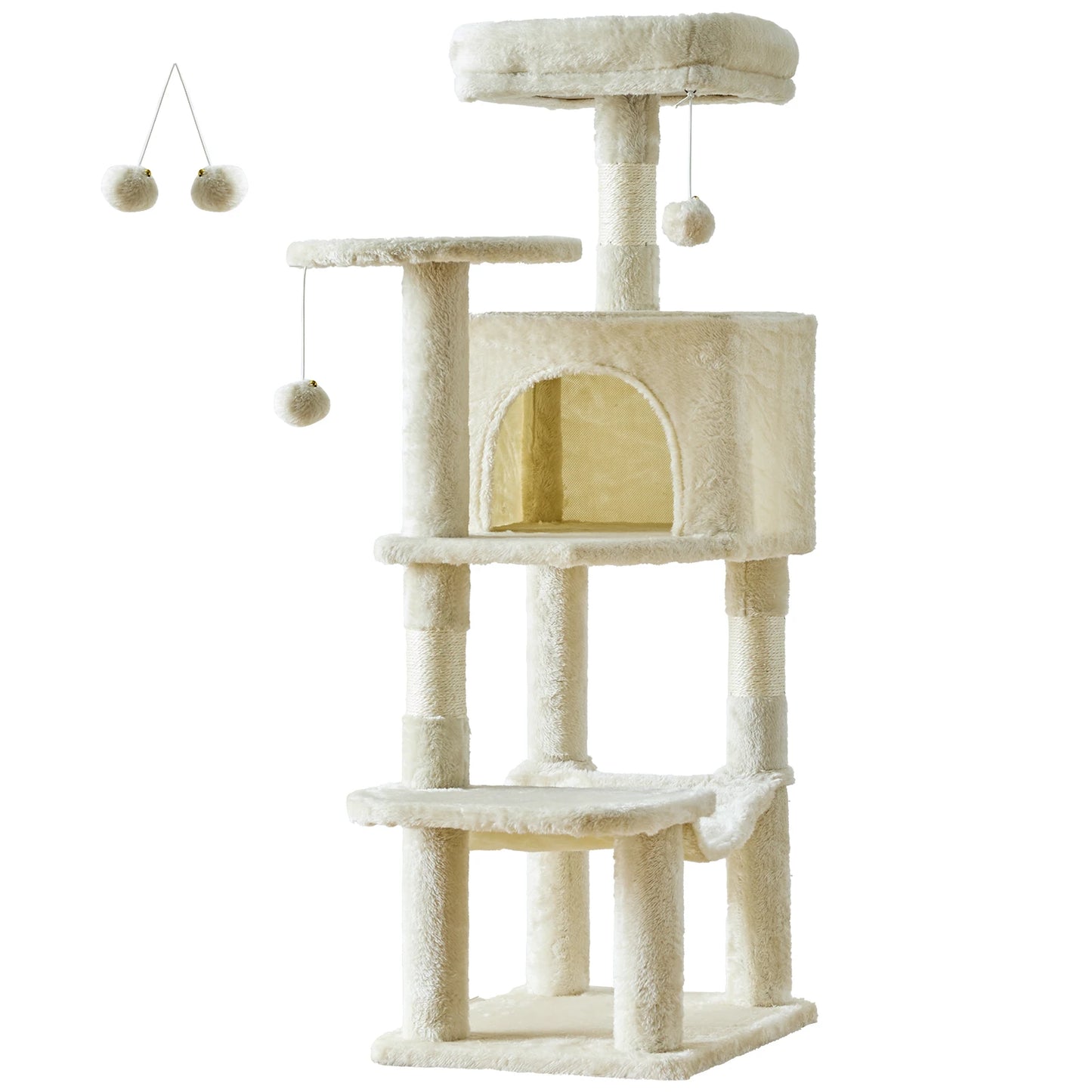 JHK Cat Tree Tower For Multi-Cat With Natural Sisal Posts