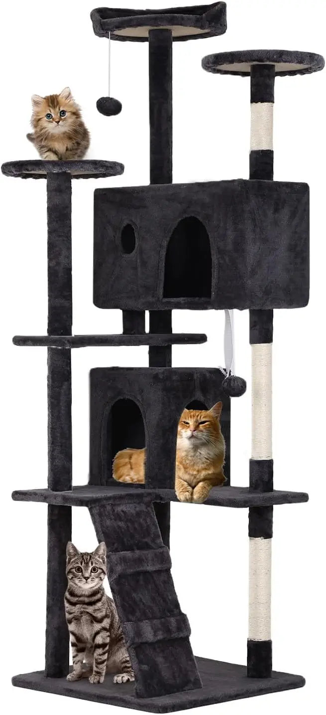 Cat Tree Tower With Plush Perches and Sisal Scratching Posts