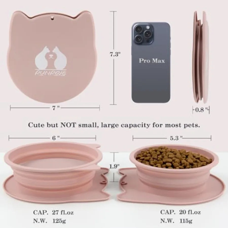 2-In-1 Collapsible Silicone Travel Bowls For Dogs And Cats