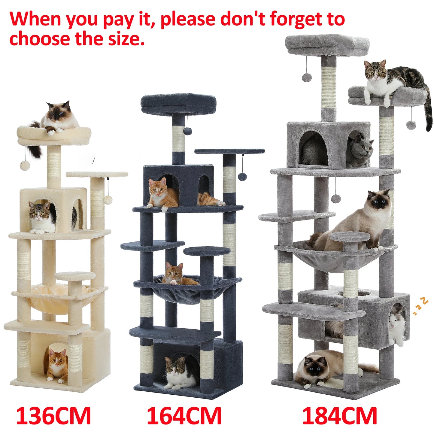 PAWZ Road Large Cat Tree Tower With Hammock Scratching Posts