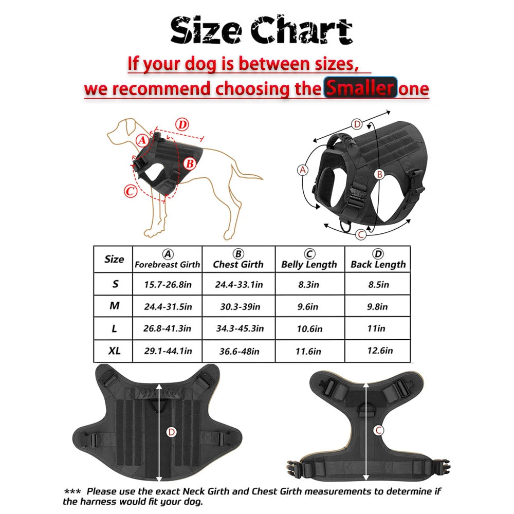 PETRAVEL Tactical Dog Harness Set for Training and Walking