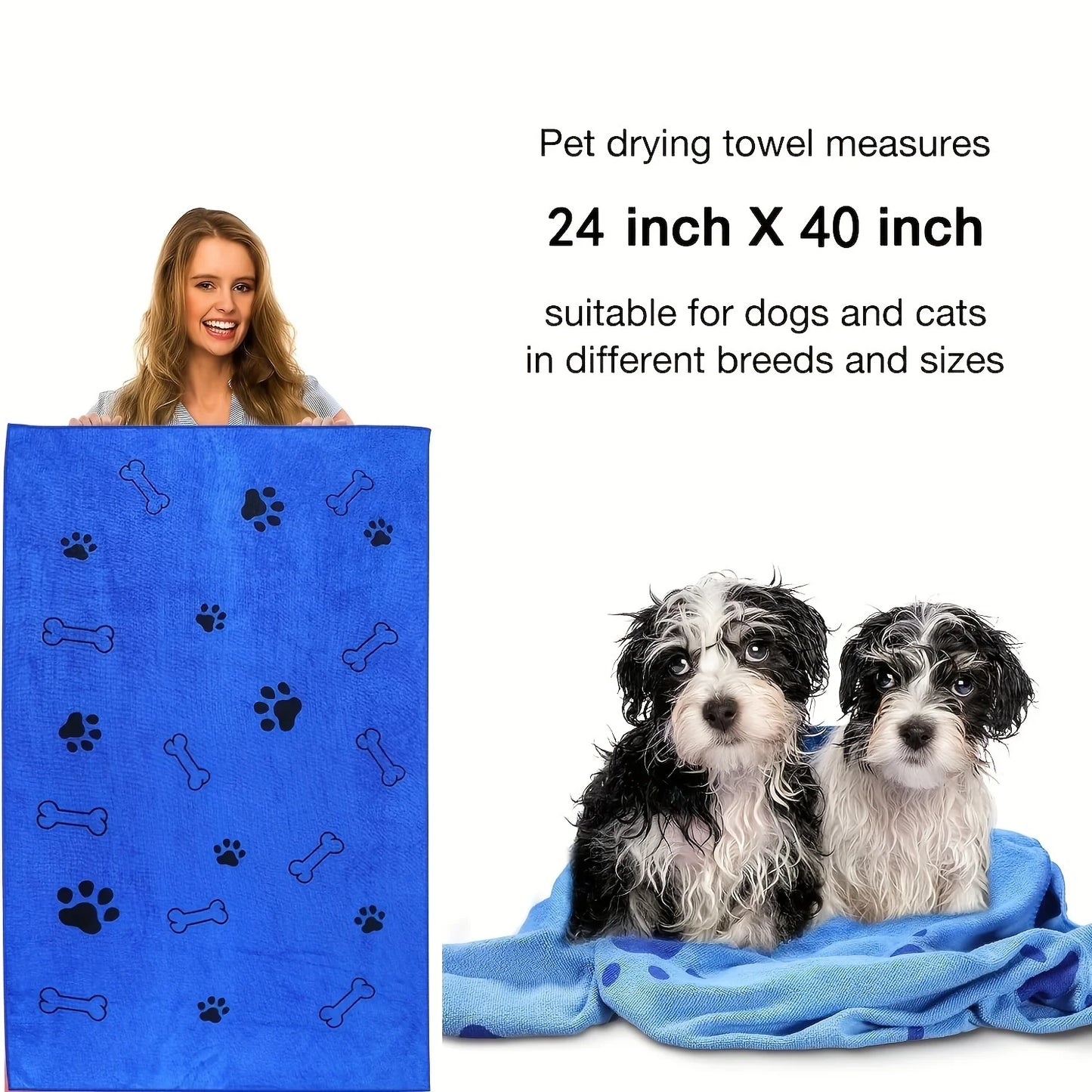 NONECN Quick-Drying Microfiber Dog Towel Absorbent Pet Bath Cloth