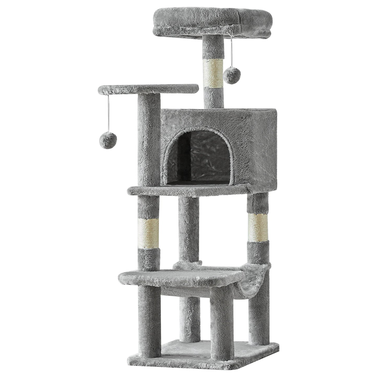 JHK Cat Tree Tower For Multi-Cat With Natural Sisal Posts
