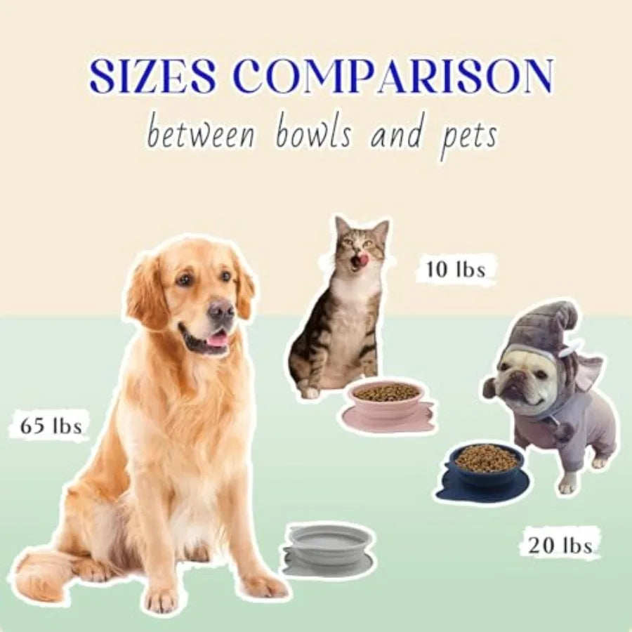 2-In-1 Collapsible Silicone Travel Bowls For Pets Portable Foldable