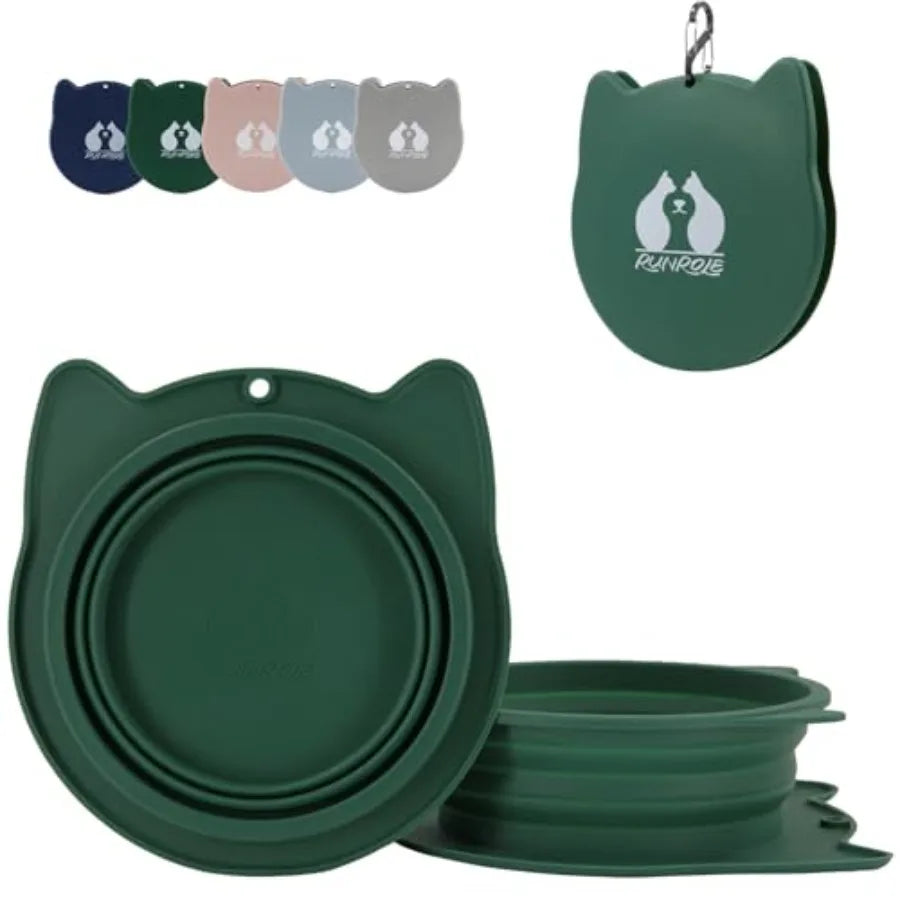 2-In-1 Collapsible Silicone Travel Bowls For Dogs And Cats