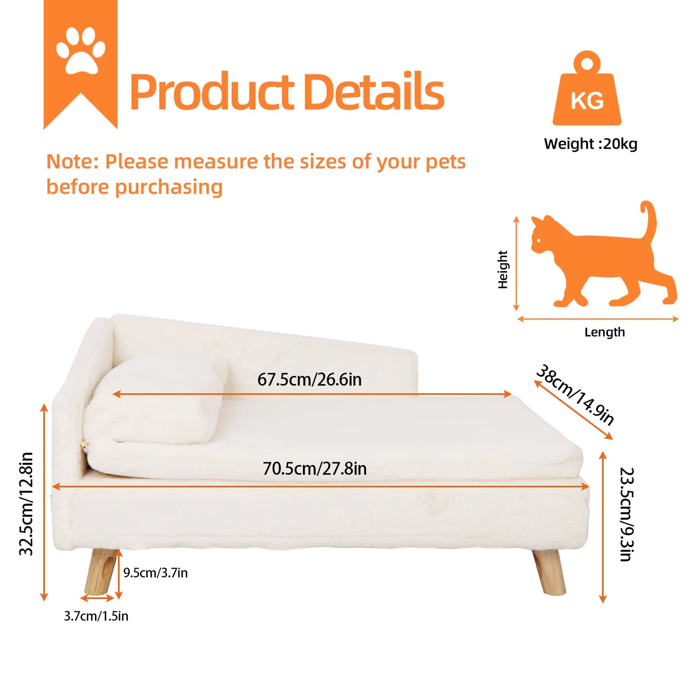BINGOPAWCN Nordic Elevated Pet Bed With Cozy Pad Waterproof