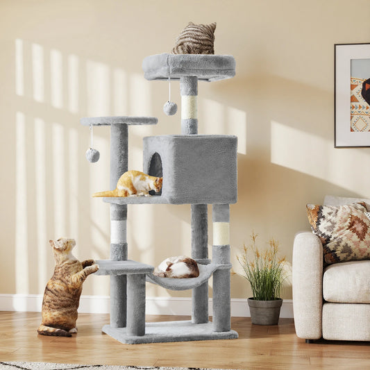 JHK Cat Tree Tower For Multi-Cat With Natural Sisal Posts