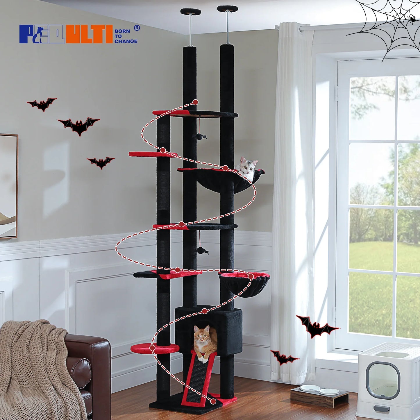 PAWZ Road Adjustable Floor to Ceiling Cat Tree With Sisal Posts