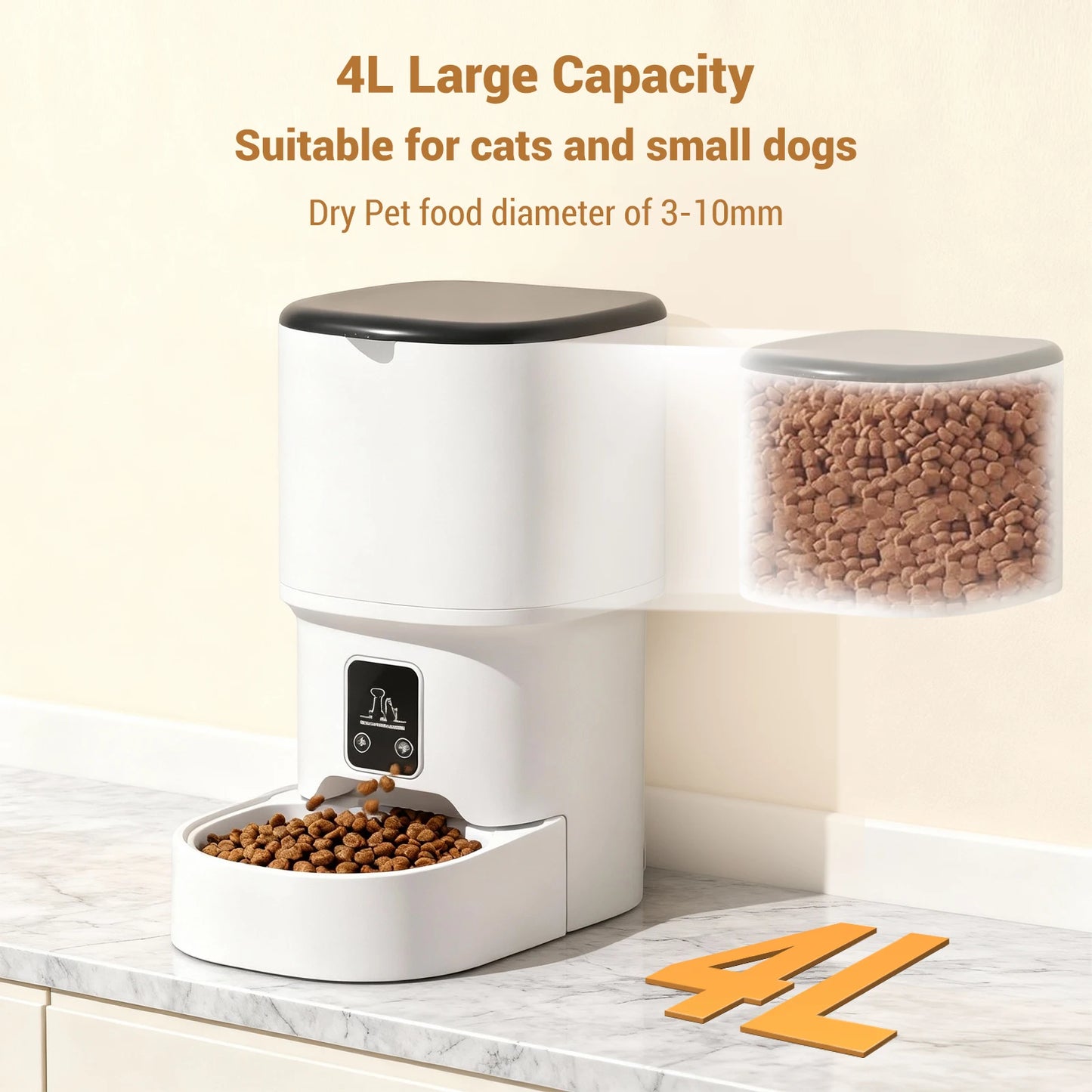 HiMISS Programmable 4L Pet Feeder For Small Dogs And Cats