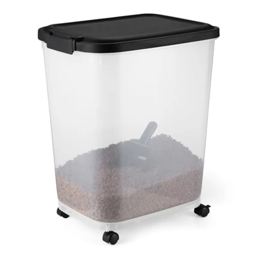 Pet Food Storage Container With Rolling Wheels BPA Free Scoop