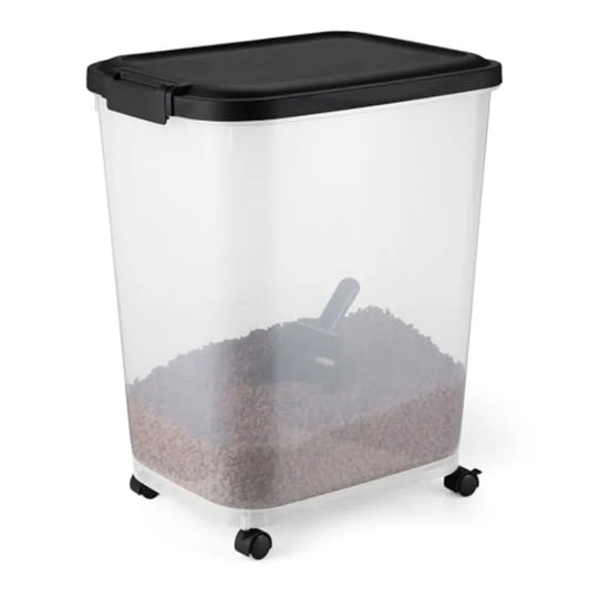 Pet Food Storage Container With Rolling Wheels BPA Free Scoop